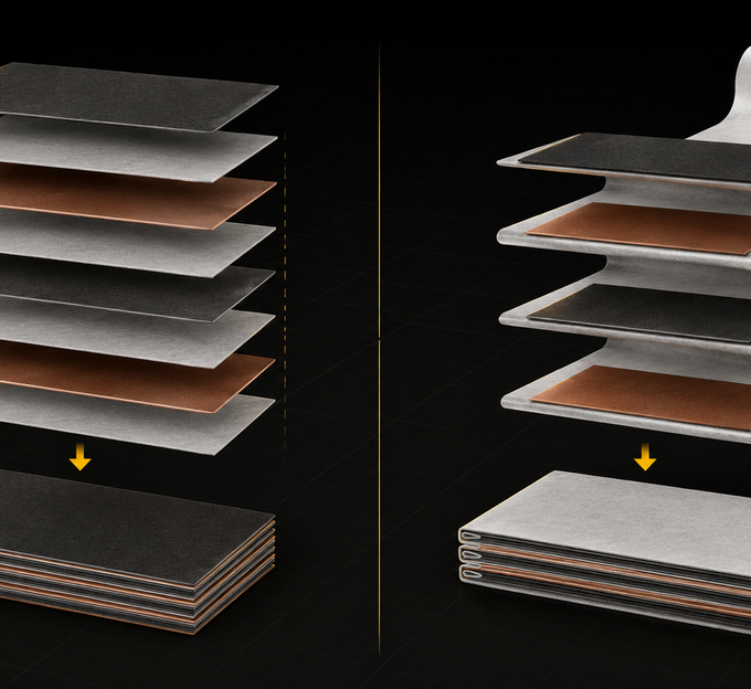 sheet by sheet or Z-fold - stacking battery